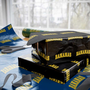 Funny Retro Bananas Wrapping Paper Roll Vintage Banana Gifts Yellow Varsity TS10 Black Print Your Wear