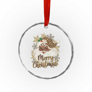 Funny Retro Black Santa Merry Christmas Leopard Crystal Glass Ornament TS11 Print Your Wear