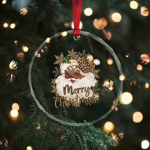 Funny Retro Black Santa Merry Christmas Leopard Crystal Glass Ornament TS11 Print Your Wear