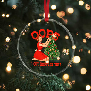Funny Retro Christmas Pinup Girl Crystal Glass Ornament Oops I Got Another Tree Vintage Pin Up Style Holiday Humor TS02 Print Your Wear
