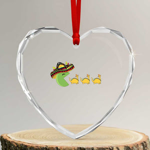 Funny Retro Game Tacosaurus Heart Crystal Glass Ornament Cinco De Mayo Taco Lover Gift TS12 Transparent Glass 3'' Heart Print Your Wear