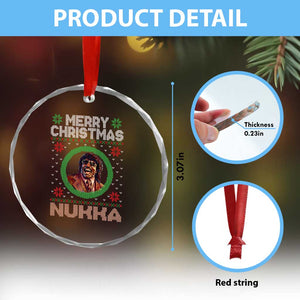 Funny Retro Merry Christmas Nukka Parody Crystal Glass Ornament Holiday Cheer 90s Xmas Throwback Parody TS02 Print Your Wear