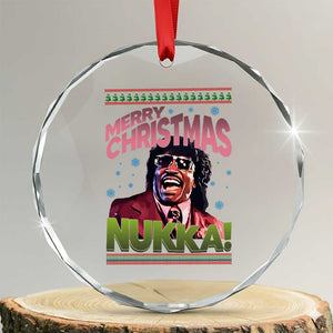 Funny Retro Merry Christmas Nukka Parody Crystal Glass Ornament Xmas Throwback Parody Urban Comedy TS02 Transparent Glass 3'' Circle Print Your Wear
