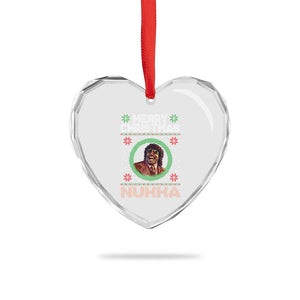 Funny Retro Merry Christmas Nukka Parody Heart Crystal Glass Ornament Holiday Cheer 90s Xmas Throwback Parody TS02 Print Your Wear