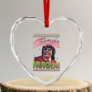 Funny Retro Merry Christmas Nukka Parody Heart Crystal Glass Ornament Xmas Throwback Parody Urban Comedy TS02 Transparent Glass 3'' Heart Print Your Wear
