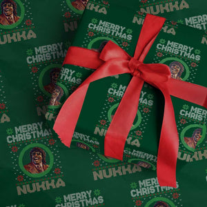 Funny Retro Merry Christmas Nukka Parody Wrapping Paper Roll Holiday Cheer 90s Xmas Throwback Parody TS02 Green Print Your Wear