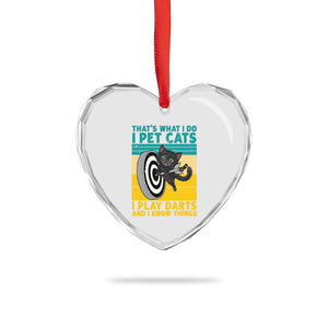 Funny Retro Sunset Cat Darts Heart Crystal Glass Ornament I Pet Cats I Play Darts And I Know Things TS12 Print Your Wear