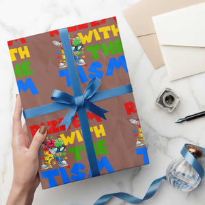 Funny Rizz Em With The Tism Wrapping Paper Roll Autism Awareness Dabbing Puzzle TS11 Mocha Print Your Wear