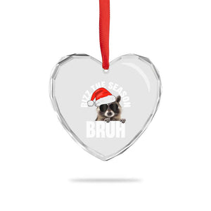 Funny Rizz Xmas Raccoon Heart Crystal Glass Ornament Rizz The Season Bruh Santa Hat TS02 Print Your Wear
