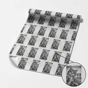 Funny Road Trip Cat Selfie with Highway 66 Wrapping Paper Roll Centennial 1926-2026 Historic Highway Humor TS02 Christmas Plaid Print Your Wear