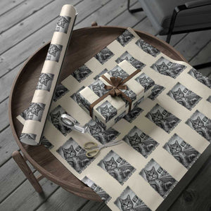 Funny Road Trip Cat Selfie with Highway 66 Wrapping Paper Roll Centennial 1926-2026 Historic Highway Humor TS02 Beige Print Your Wear