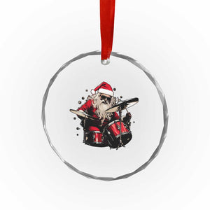 Funny Rock'n Roll Santa Claus Crystal Glass Ornament Cool Drummer Festive Christmas TS02 Print Your Wear