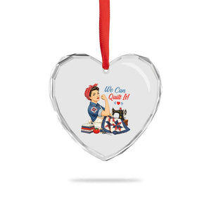 Funny Rosie We Can Quilt It Heart Crystal Glass Ornament Quilting Sewing Crafty Joke