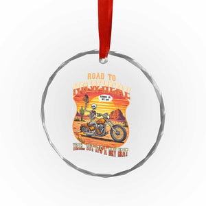 Funny Route Highway 66 Biker Skeleton Crystal Glass Ornament Road To Adventure TS12 Print Your Wear