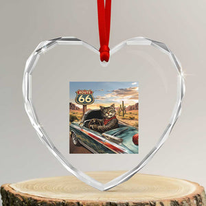 Funny Route Highway 66 Cat Lover Heart Crystal Glass Ornament Mother Road Travel Gift TS12 Transparent Glass 3'' Heart Print Your Wear