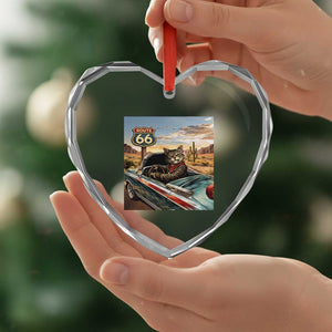 Funny Route Highway 66 Cat Lover Heart Crystal Glass Ornament Mother Road Travel Gift TS12 Print Your Wear