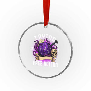 Funny RPG Gamer Crying Is A Free Action Crystal Glass Ornament Vintage D20 Side Quests Tabletop TS11 Print Your Wear