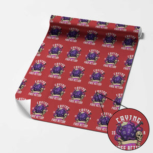 Funny RPG Gamer Crying Is A Free Action Wrapping Paper Roll Vintage D20 Side Quests Tabletop TS11 Red Print Your Wear