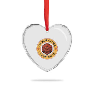 Funny RPG Gamer I Am Not Older I Leveled Up Heart Crystal Glass Ornament Vintage D20 Tabletop TS11 Print Your Wear
