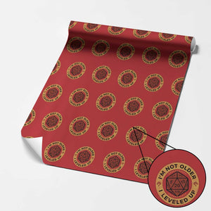 Funny RPG Gamer I Am Not Older I Leveled Up Wrapping Paper Roll Vintage D20 Tabletop TS11 Red Print Your Wear
