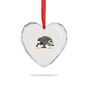 Funny Running Jimothy the Raccoon Heart Crystal Glass Ornament Viral Seattle Trash Panda Meme TS02 Print Your Wear