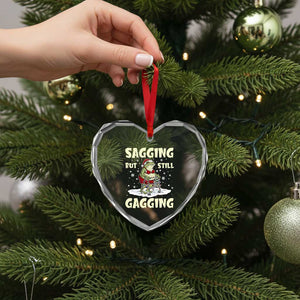 Funny Sagging But Still Gagging Christmas Frog Heart Crystal Glass Ornament Funny Cringe Meme Gag Humor TS11 Print Your Wear