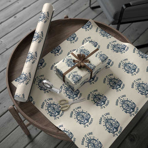 Funny Sailing Cruising Wrapping Paper Roll Drop It Like Its Yacht TS14 Beige Print Your Wear