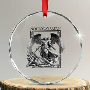 Funny Saint Michael Defeating Satan Crystal Glass Ornament Not Today Satan TS12 Transparent Glass 3'' Circle Print Your Wear