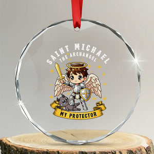 Funny Saint Michael Defeating Satan Crystal Glass Ornament Religious Faith Gift TS12 Transparent Glass 3'' Circle Print Your Wear