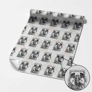 Funny Saint Michael Defeating Satan Wrapping Paper Roll Not Today Satan TS12 Christmas Plaid Print Your Wear