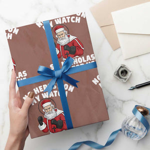 Funny Saint Nicholas Christmas Wrapping Paper Roll No Heresy On My Watch St Nicholas Pray For Us Saint Nick's TS14 Mocha Print Your Wear