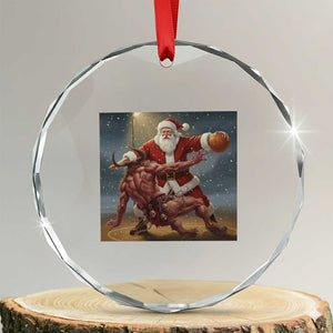 Funny Santa Basketball Crystal Glass Ornament Satan Christmas Meme TS14 Transparent Glass 3'' Circle Print Your Wear