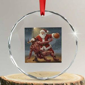 Funny Santa Basketball Crystal Glass Ornament Satan Christmas Meme TS14 Transparent Glass 3'' Circle Print Your Wear