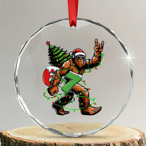 Funny Santa Bigfoot 67 Christmas Tree Xmas Lights Crystal Glass Ornament TS11 Transparent Glass 3'' Circle Print Your Wear