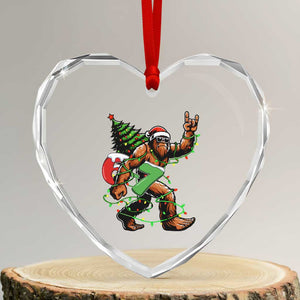 Funny Santa Bigfoot 67 Christmas Tree Xmas Lights Heart Crystal Glass Ornament TS11 Transparent Glass 3'' Heart Print Your Wear