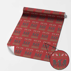 Funny Santa Bigfoot Squad Christmas Wrapping Paper Roll TS11 Red Print Your Wear