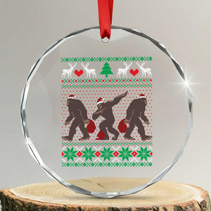 Funny Santa Bigfoot Squad Xmas Crystal Glass Ornament TS11 Transparent Glass 3'' Circle Print Your Wear