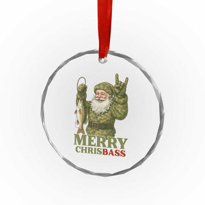 Funny Santa Camo Fishing Crystal Glass Ornament Merry Chrisbass TS14 Print Your Wear