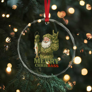 Funny Santa Camo Fishing Crystal Glass Ornament Merry Chrisbass TS14 Print Your Wear