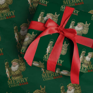 Funny Santa Camo Fishing Wrapping Paper Roll Merry Chrisbass TS14 Green Print Your Wear