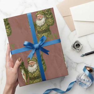 Funny Santa Camo Fishing Wrapping Paper Roll Merry Chrisbass TS14 Mocha Print Your Wear