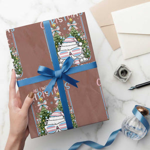 Funny Santa Cat Trans Pride Wrapping Paper Roll All I Want For Christmas Is Trans Rights TS12 Mocha Print Your Wear