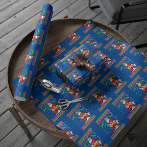Funny Santa Claus Wrapping Paper Roll Pooping Down The Chimney TS02 Blue Print Your Wear