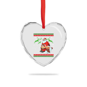 Funny Santa Claus Heart Crystal Glass Ornament Pooping Down The Chimney TS02 Print Your Wear