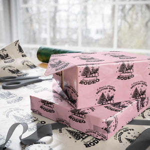 Funny Santa Cowboy Christmas Wrapping Paper Roll I Do Not Deliver Gifts I Rodeo TS12 Light Pink Print Your Wear