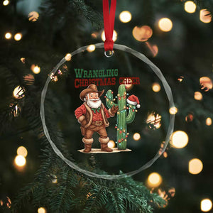 Funny Santa Cowboy Crystal Glass Ornament Wrangling Christmas Cheer TS14 Print Your Wear