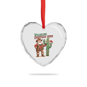 Funny Santa Cowboy Heart Crystal Glass Ornament Wrangling Christmas Cheer TS14 Print Your Wear