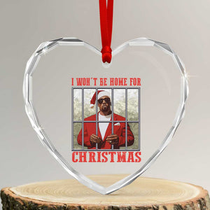 Funny Santa Diddy Xmas Heart Crystal Glass Ornament I Won't Be Home For Xmas TS11 Transparent Glass 3'' Heart Print Your Wear