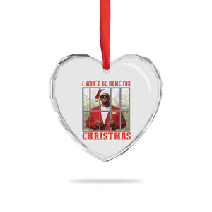 Funny Santa Diddy Xmas Heart Crystal Glass Ornament I Won't Be Home For Xmas TS11 Print Your Wear