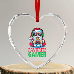 Funny Santa Gamer Christmas Heart Crystal Glass Ornament TS14 Transparent Glass 3'' Heart Print Your Wear